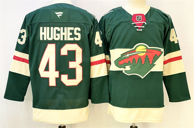 Men's Minnesota Wild #43 Quinn Hughes Green 2024-25 Home Stitched Hockey Jersey